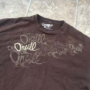 Vintage Y2K O'Neill Big Logo Surf Distressed T-Shirt Brown